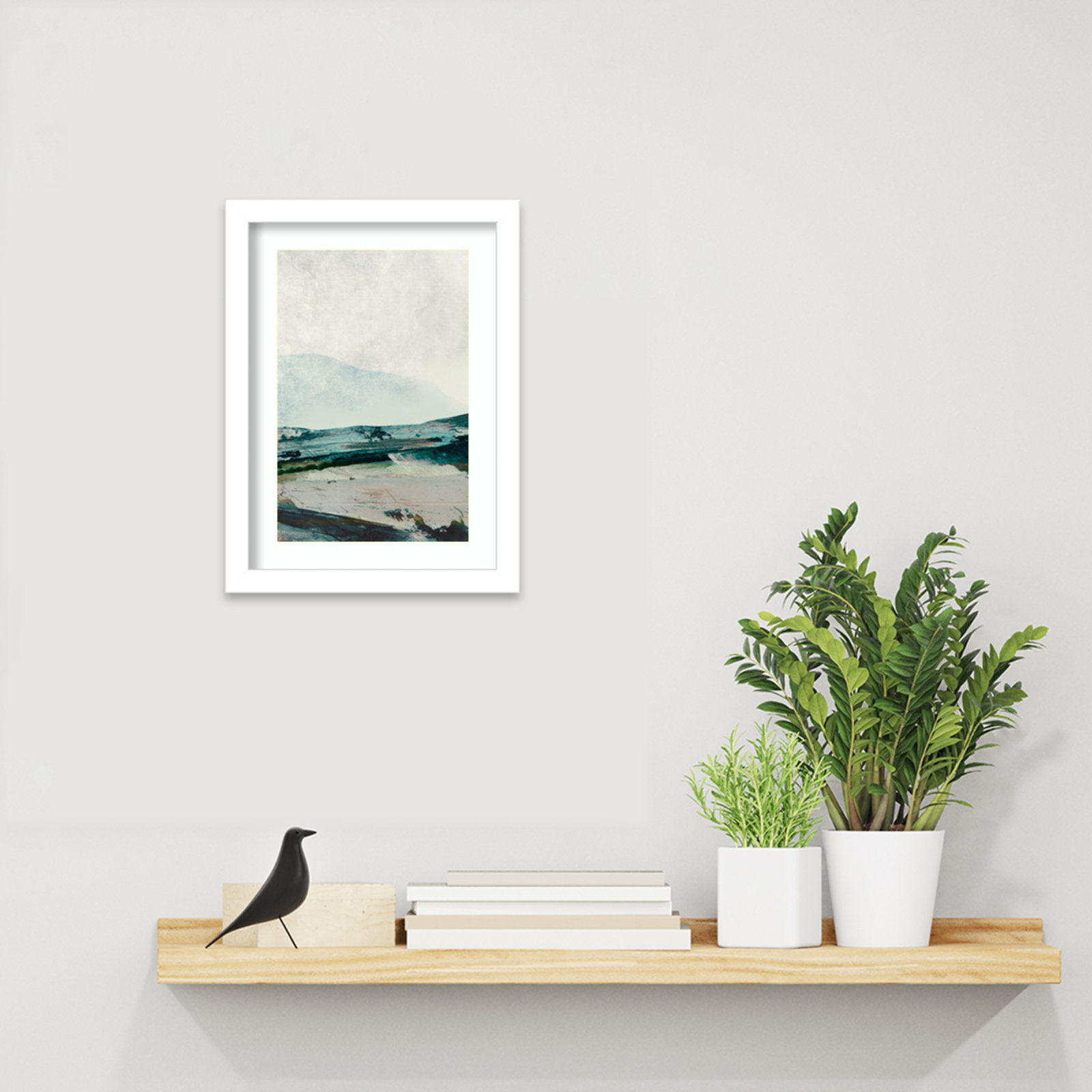 Cleve "Mountain Mists" Print by Dan Hobday, White Framed, 13" H x 10" W