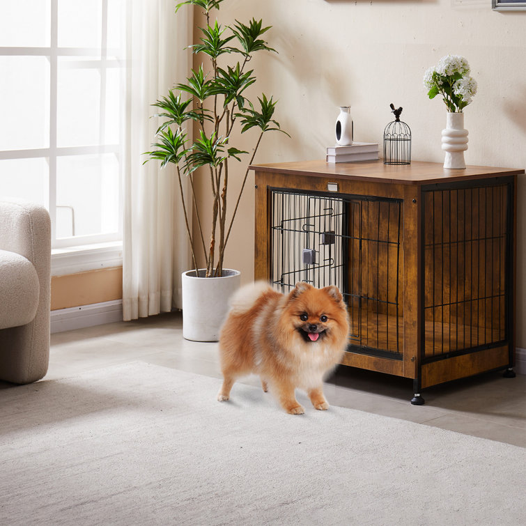 Copaw Dog Crate Furniture Wooden Wire Pet Kennels with Double Doors Cushion  and Adjustable Feet - Wayfair Canada