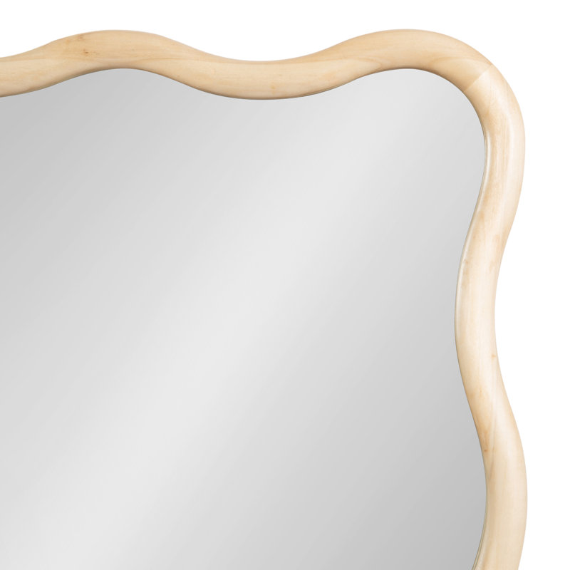 Miroir ondulé en bois massif, Bois naturel, Rectangulaire, 36"  x 24"