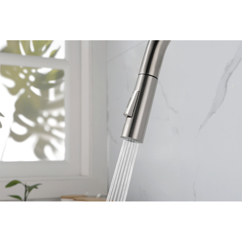 Kitchen Faucet With Pull Down Sprayer, Brushed Nickel