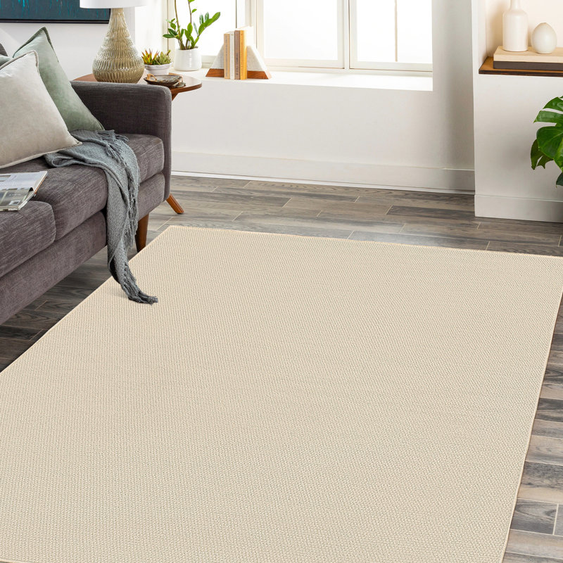 Area Rug 5x7 Modern Solid Textured Machine Washable Rug Contemporary Carpet Rug Foldable Stain Resistant Non Slip Accent Rug for Living Room Dining Room Decor, Beige/ 5'× 7'