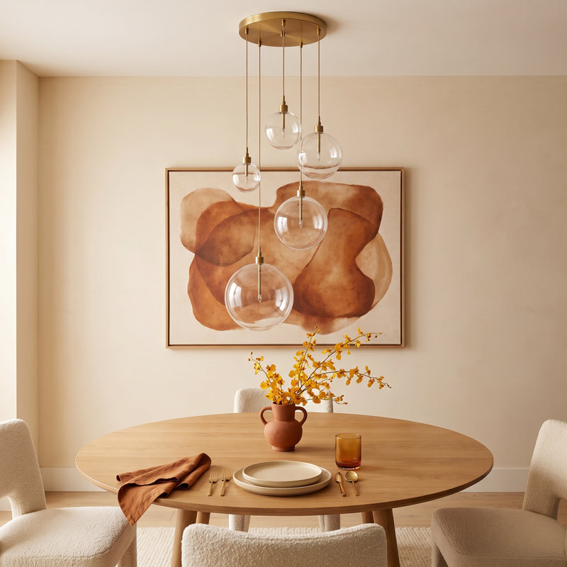 Jensi 5-Light Chandelier in Natural Brass, Natural Brass