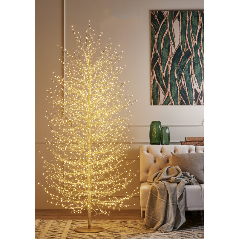 Birch Tree with Warm White LED Lights, 82" H x 19.2" L x 19.2" D, White