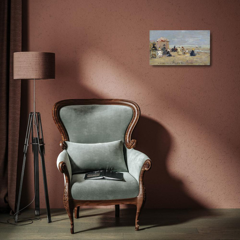 "On the Beach" par Eugène Boudin - Toile tendue avec châssis, H 18 po x l 14 po