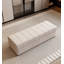 Rectangle Cream White Microfiber Upholstered Storage Ottoman