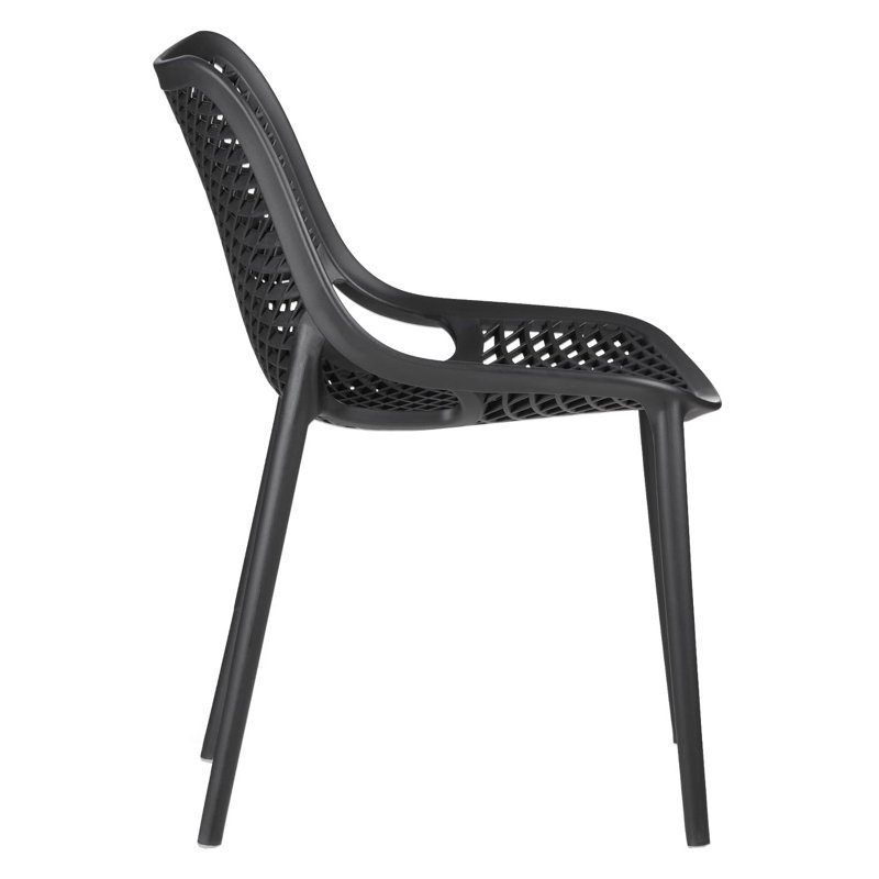 Antiona Stacking Patio Dining Dining Chair, Black