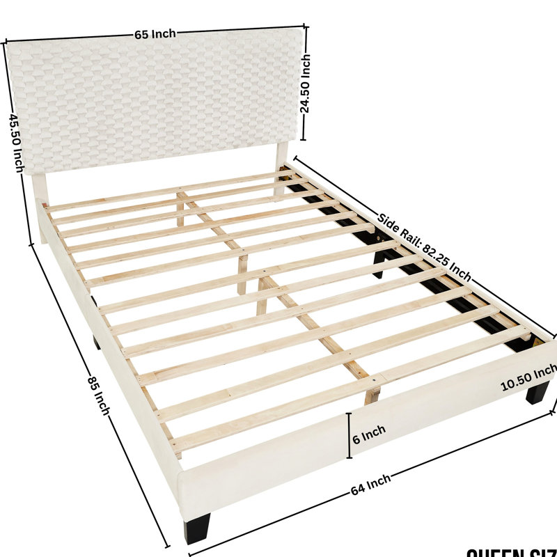 Lit plateforme tapissier grand 3D - Revêtement de chambre à coucher élégant et confortable, Mdf, Grand lit