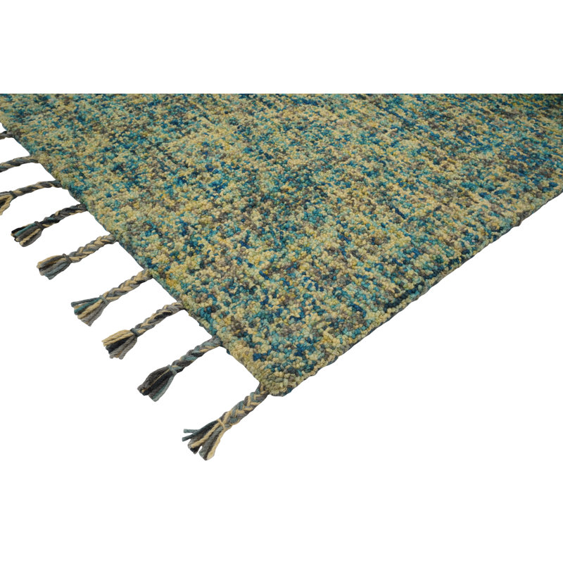 Tapis bleu touffeté à la main Nomad, Tapis de couloir 2 pi 6 po x 8 pi