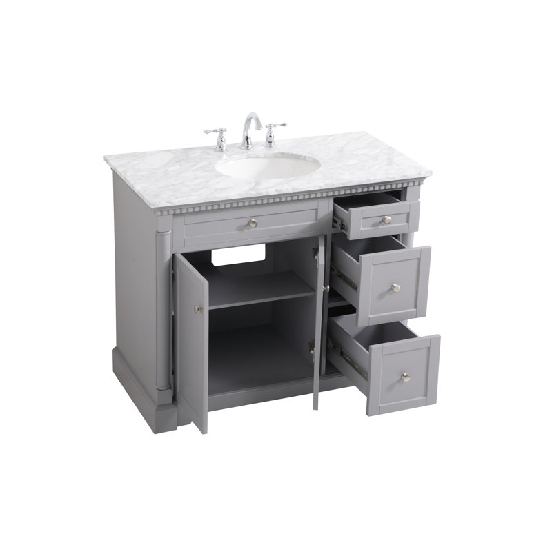 42'' Single Bathroom Vanity with Marble Top, Gray