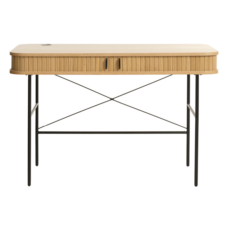 Teneasha Oval Writing Desk, Natural Oak