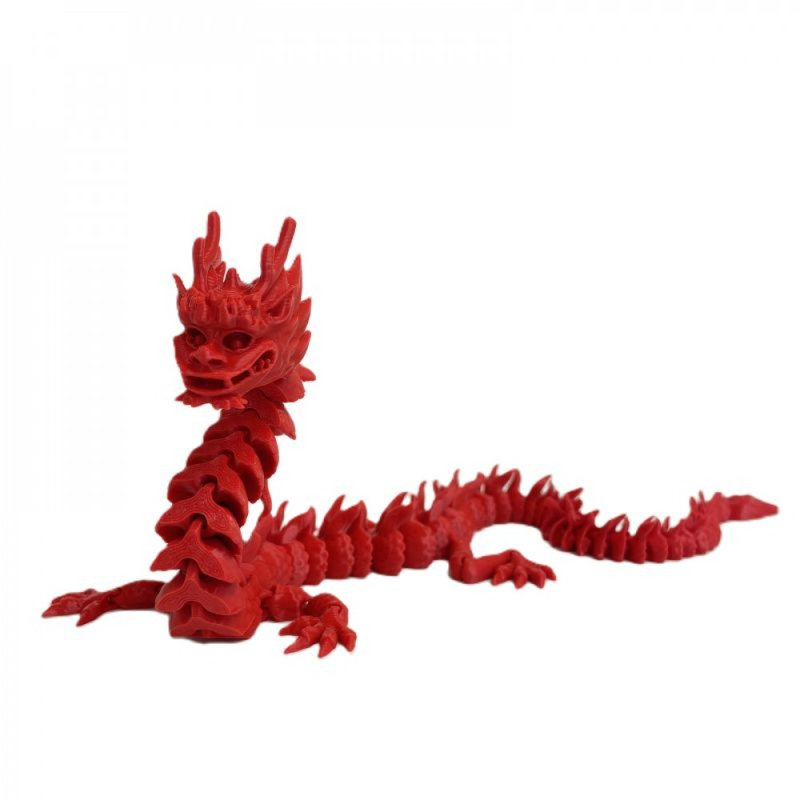 Figurine de dragon impérial imprimé en 3D, Rouge, H 3,25 po x l 3 po x P 13,5 po