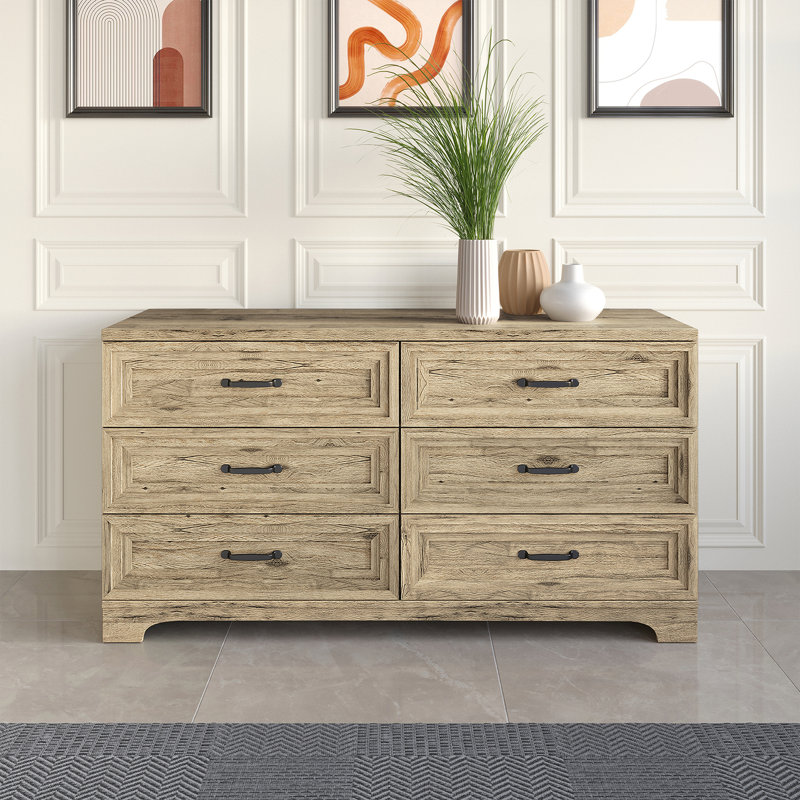 Commode à 6 tiroirs, Chêne clair