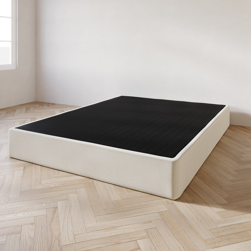 Sommier tapissier en bois 8 po Tawnya avec housse en lin gris chaud, Simple