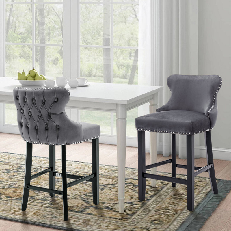 Tabouret de comptoir 26,7 po Kaimana, Velours gris