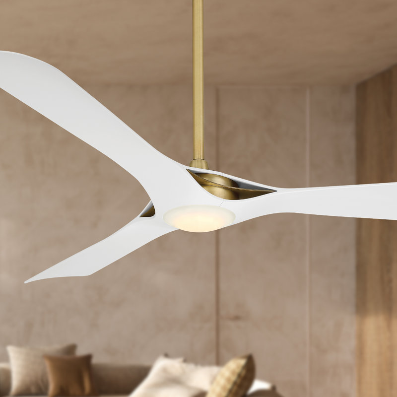 Bridge 60" Led Smart Ceiling Fan, White, Brass