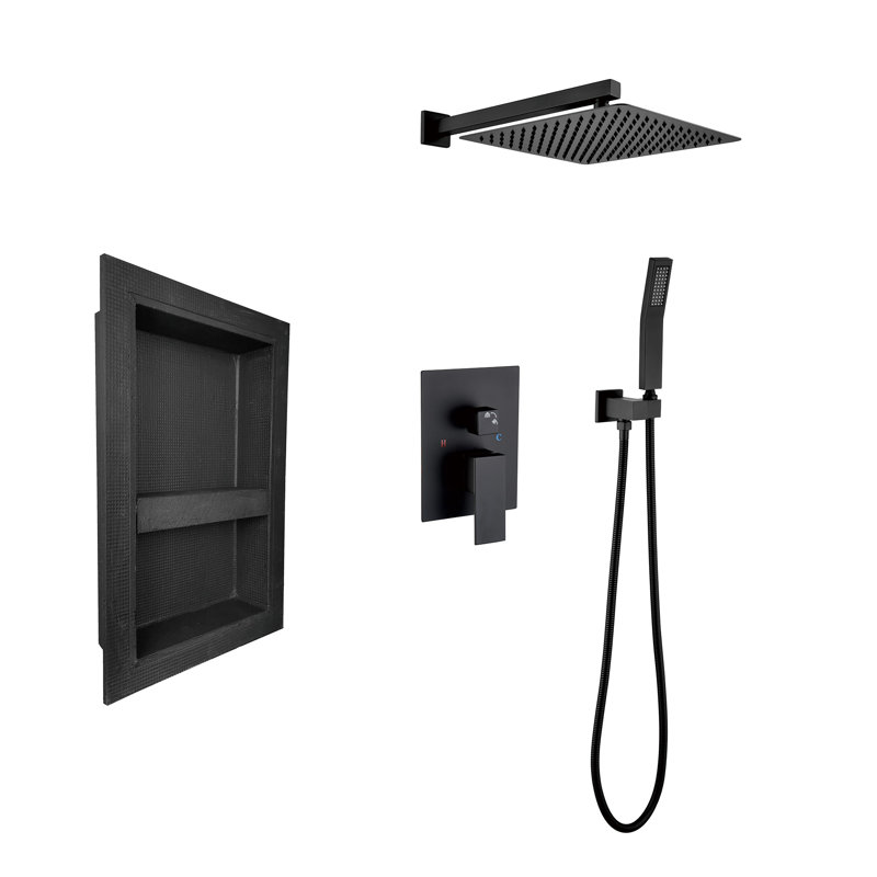 Système de douche avec valve brute, Noir mat