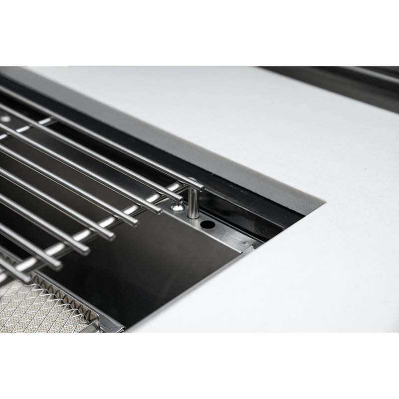 Mont Alpi 6-Burner 90 Degree Stainless Steel Island BBQ Grill + Faucet & Sink Combo + Refrigerator