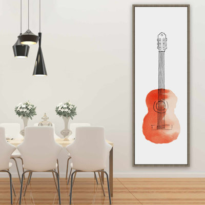 Petite guitare rouge - instrument de salon, art sur toile