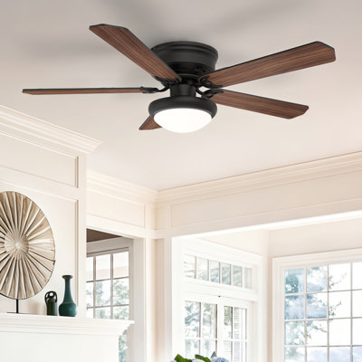 52" 5-Blade Flush Mount Ceiling Fan with Light, Dual-Sided Blades, DC Motor, High Airflow 6-Speed