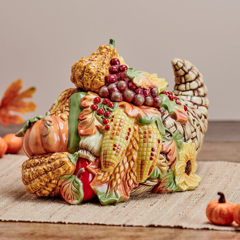 Fitz and Floyd Fall Harvest Cornucopia Cookie Jar