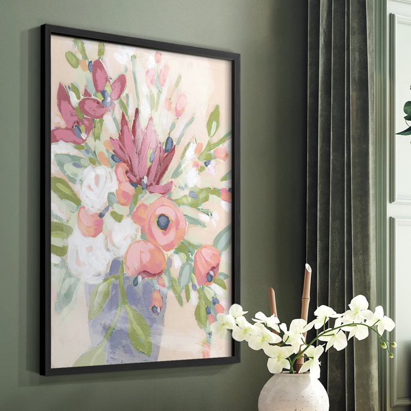 Blush Array II Framed Print - Solid Wood, Black, 14" H x 11" W