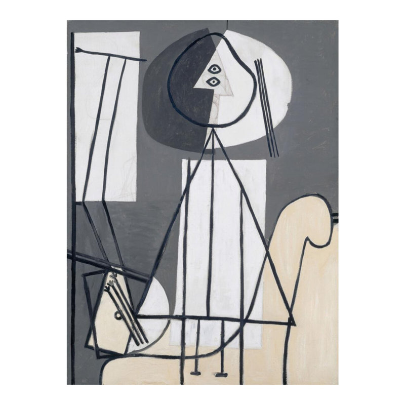 «Femme à la palette et au chevalet» par Pablo Picasso - Estampe numérique, H 20 po x l 16 po