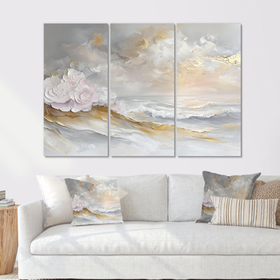 Pure Golden Beach Landscape I - Art mural plage - 3 panneaux