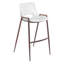 Set of Two 29" White And Brown Steel Low Back Bar Height Bar Chairs