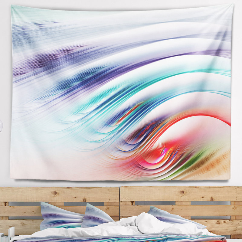 Tapisserie de l’eau arc-en-ciel à ondulations abstraites, H 68 po x l 80 po