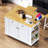 48 Inch Large Kitchen Island With Drop Leaf,Power Outlet,Internal Storage Rack,Rolling Kitchen Storage Cart On 5 Wheels With 5 Open Side Racks For Kitchen,Dining Room(Not Include Stools)-1990667877