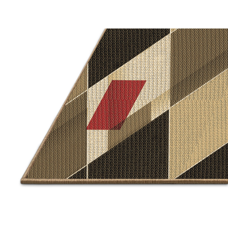 Tapis brun/noir en laine géométrique, Rectangle 2 pi x 4 pi