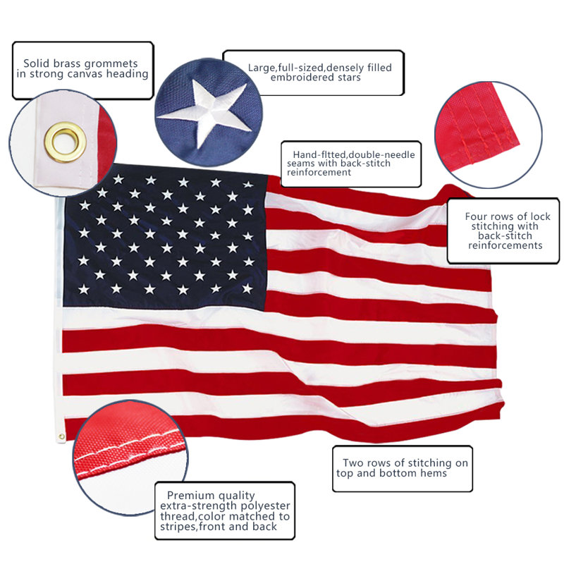 Drapeau américain EverStrong Series - drapeau américain en polyester Hevay Duty, H 60 po x l 96 po