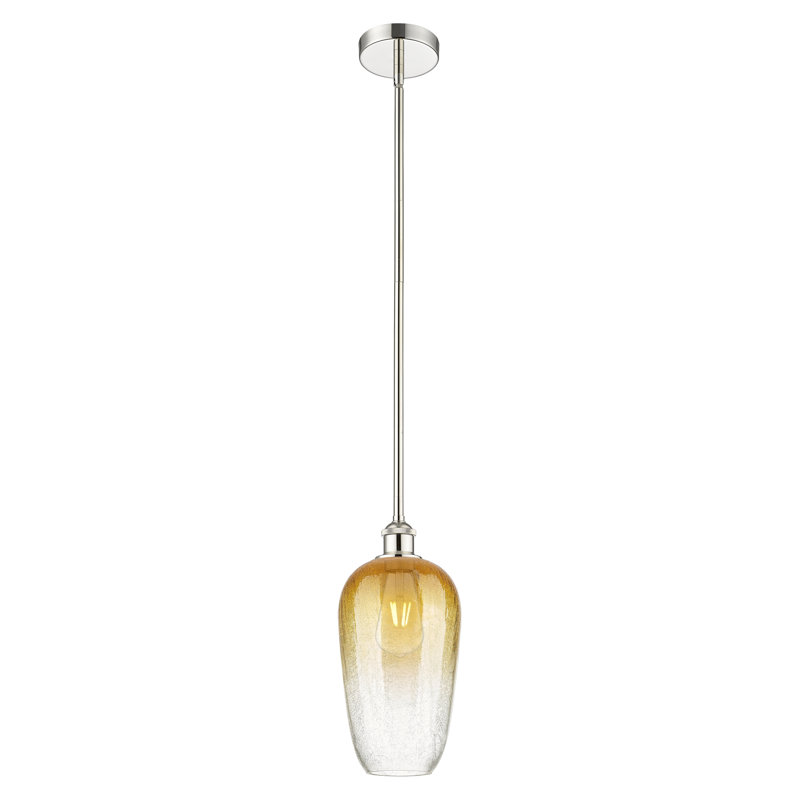 Edison - Flûte Brookhaven - Mini-luminaire suspendu 1 tige 7 po, Ambre, Nickel poli