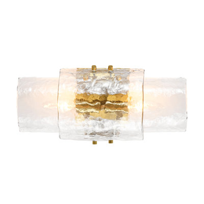 Aurevane 2-Light Dimmable Curved Clear Glass Wall Sconce