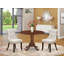 L'ensemble 5 pièces de table et chaises de cuisine comprend une table de salle à manger ronde avec Dropleaf et 4 chaises rembourrées en tissu bleu, 42 po x 42 po, noir brossé-1307738556-1307738548-1307738557