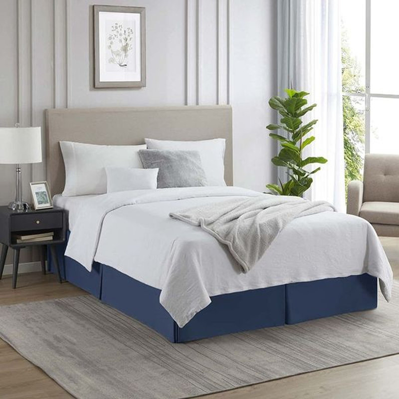 Luxury Pleated 14" Bed Skirt, Navy Blue, Full XL