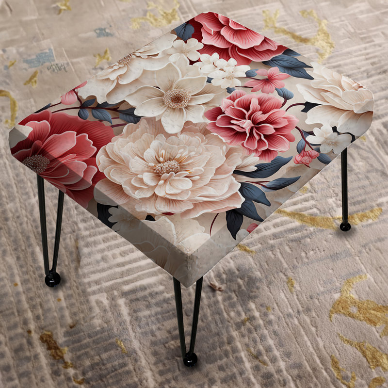 Pink And White Romantic Lace Whispers Flowers IV - Floral Rectangle Ottoman