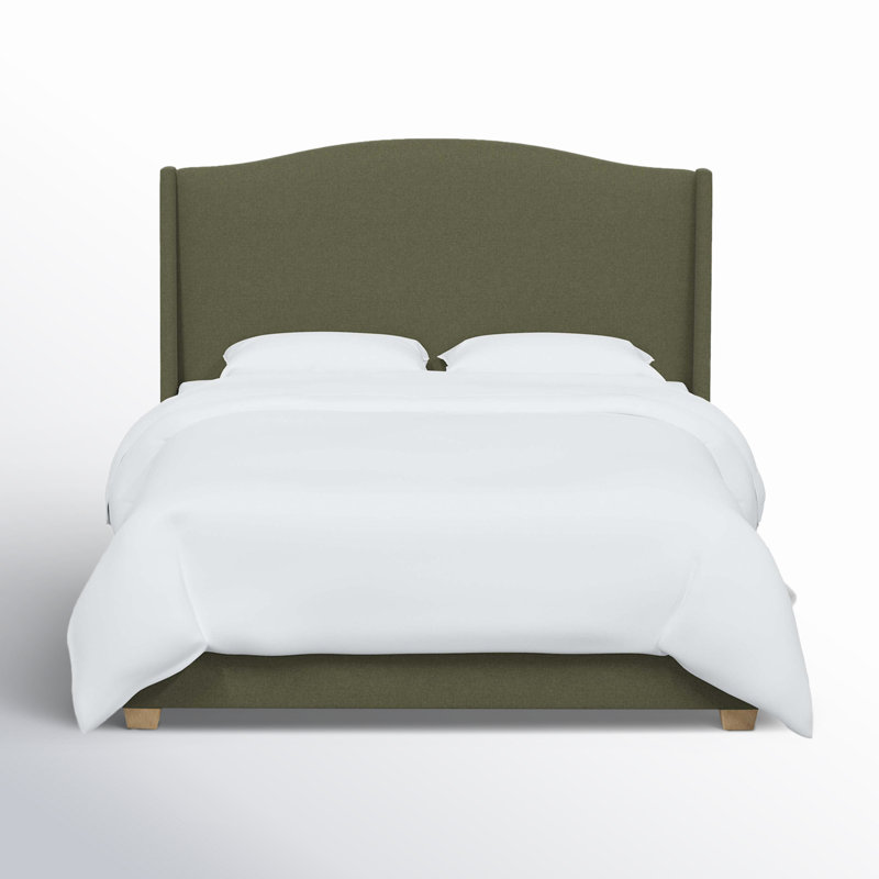 Allis Upholstered Wingback Bed, California King, Zuma Laurel Textured Linen