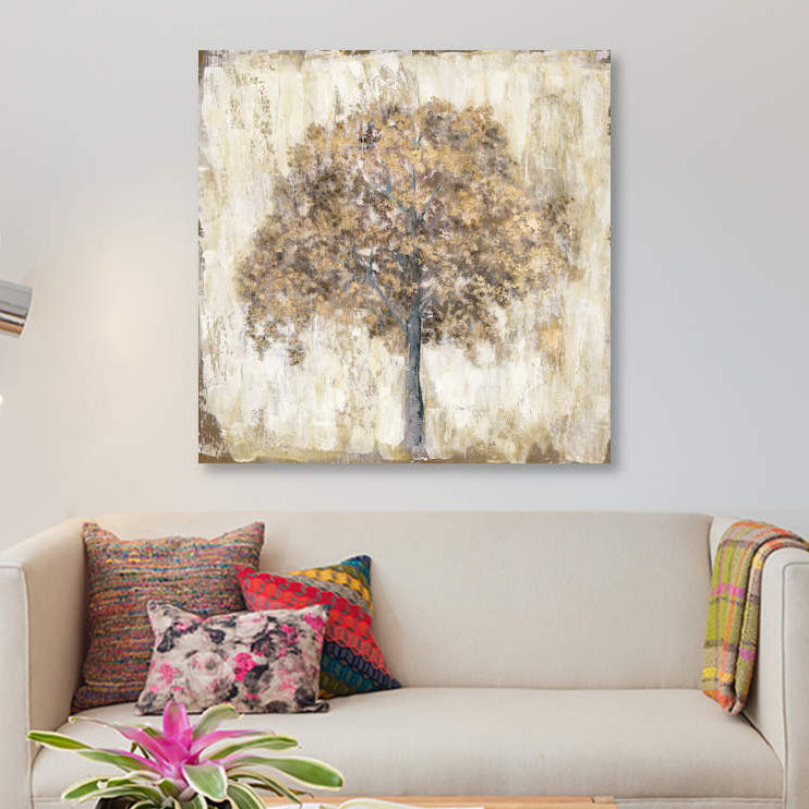 «Venetian Gold Tree», reproduction sur toile, H 48 po x l 48 po x P 1,5 po, Pas de tapis, Toile tendue