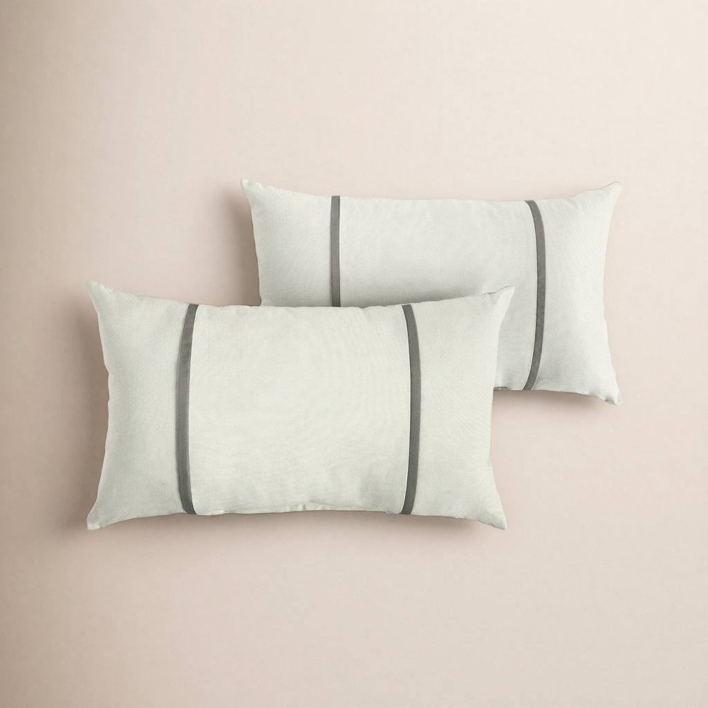 Furston Lumbar Throw Pillow, White/Charcoal, 16" x 26"
