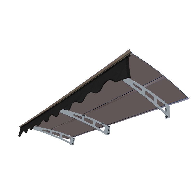 Auvent de fenêtre 79 po x 34 po - Supports en alliage d'aluminium pour toit en tôle de polycarbonate résistant à la pluie et cantonnière
