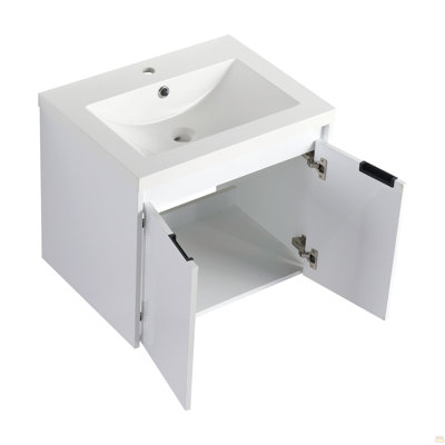 Ensemble de meuble-lavabo modulaire 48 po (47,07 po), armoires doubles en contreplaqué blanc de 24 po avec lavabo gélifié, ensemble de meuble-lavabo KD Flat Pack, solution de rangement moderne