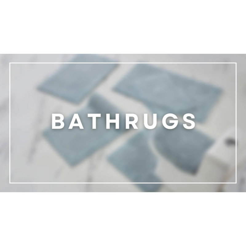 Blue Cotton Reversible Tufted Contour Toilet Rug 20x20