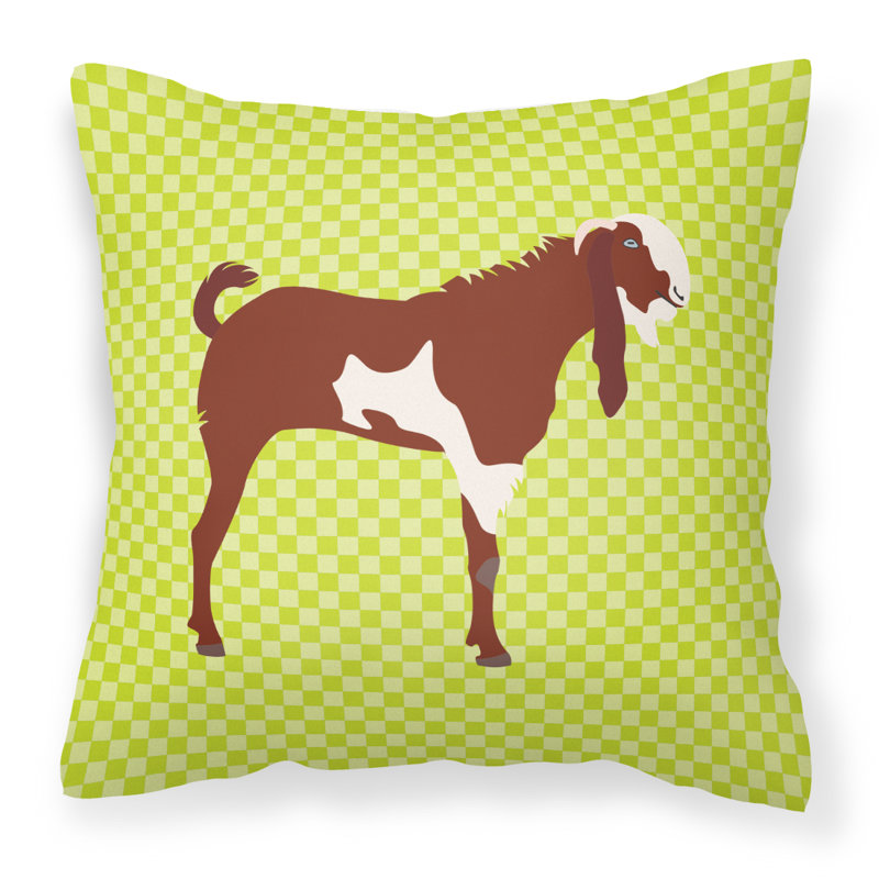 Coussin extérieur éclectique chèvre check, Vert, 18 po x 18 po