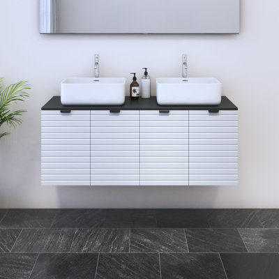 Meuble-lavabo double 47,2 po avec comptoir Karaya