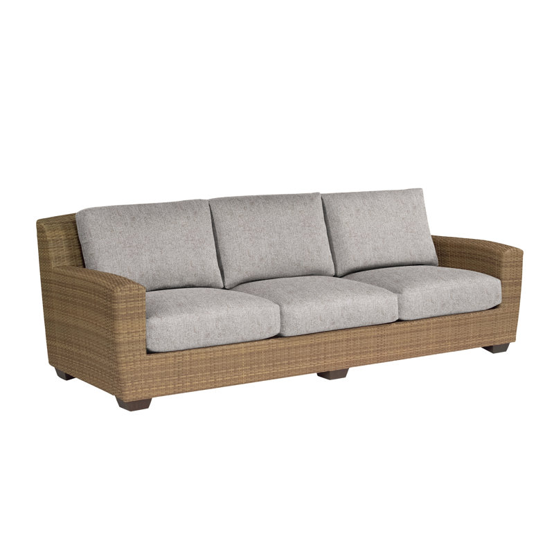 Saddleback 97'' Wide Premium All-Weather Wicker Patio Sofa with Cushions, Poet Birch Sunbrella®, Mocha
