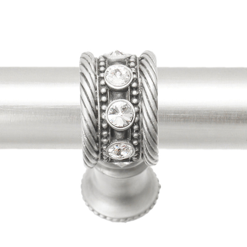 Caché avec une longue poignée centrale de 5/8 po et 23 cristaux transparents Swarovski avec entretoise centrale, 12", Satin
