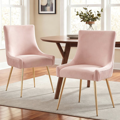 Chaise d'appoint rembourrée en velours avec pieds dorés 