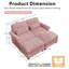 Canapé d'angle modulable deux places en chenille avec 2 poufs, coussin d'assise à bord volanté, accoudoirs arrondis et coussins lombaires, assise moelleuse et confortable pour appartement, salon, salon, rose-1184537347-1184537356-1184537358