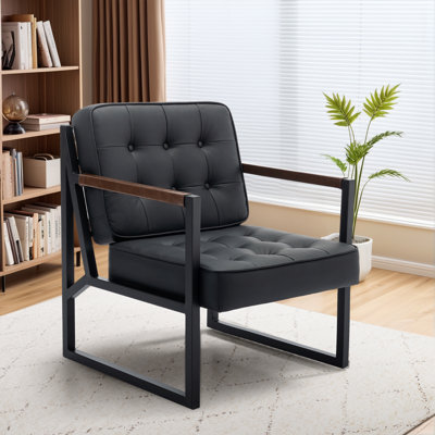 Multi-color PU Leather Upholstered Office Chair with Stylish Armchair and Metal Legs, Suitable For Living Room, Bedroom, Reception Area and Waiting ro by 17 Stories